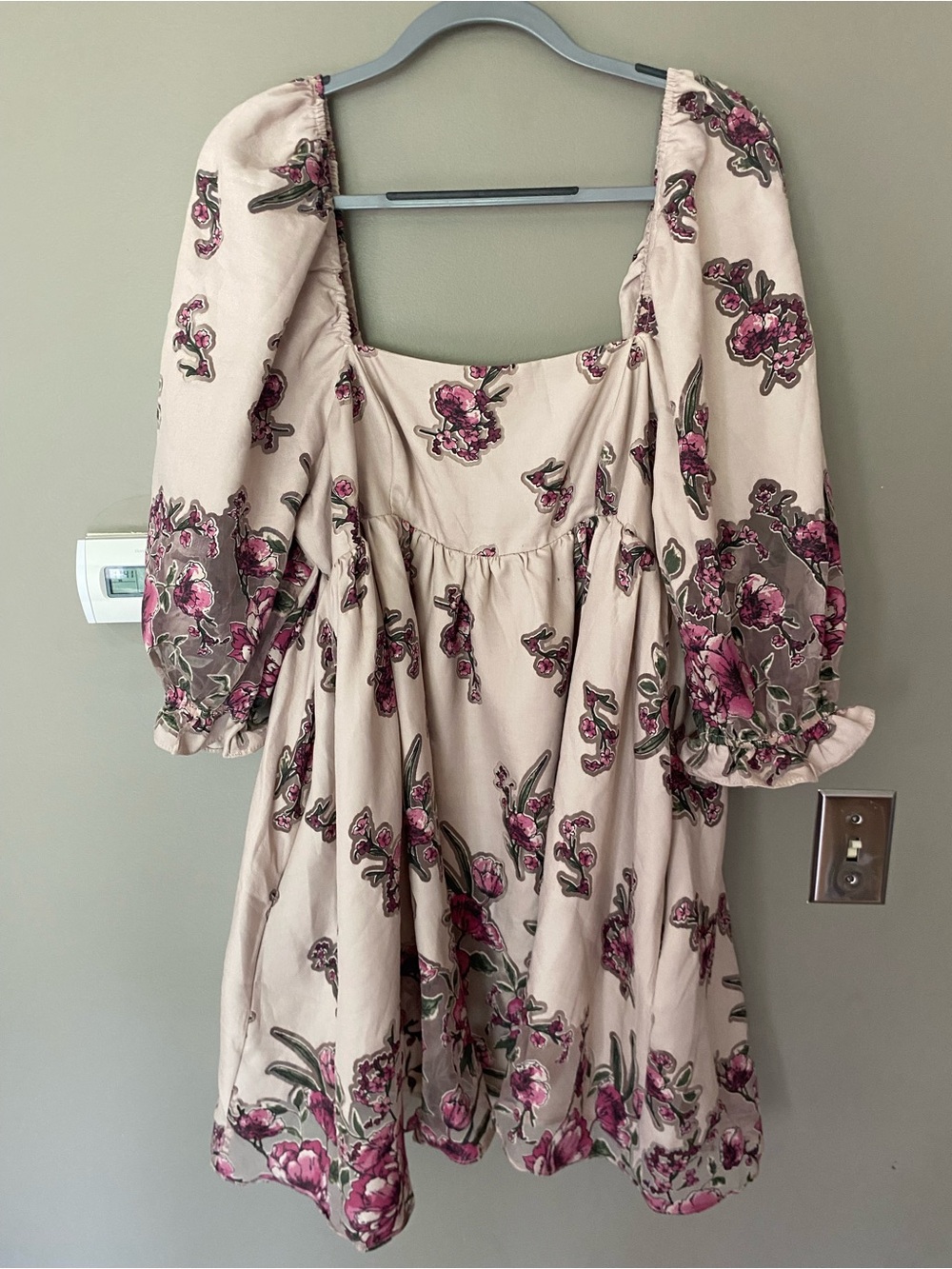 ARULA x ALTAR’D STATE Floral Square-Neck Puff Sleeve Mini Dress Size X (10/12) - Picture 3 of 10